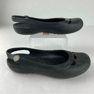 Crocs Womens 6 Black Janya Sling Back Ballet Flats Slip On Comfort Shoes